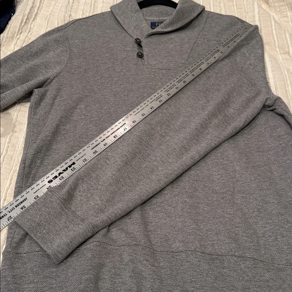 Polo by Ralph Lauren Jersey Shawl-Collar Pullover‎ Sweater in Gray - Med